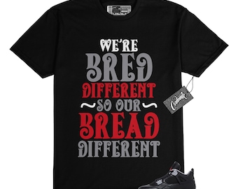 4 Bred Reimagined Black Cement Grey Varsity Red Summit White Retro T Shirt Match BREAD