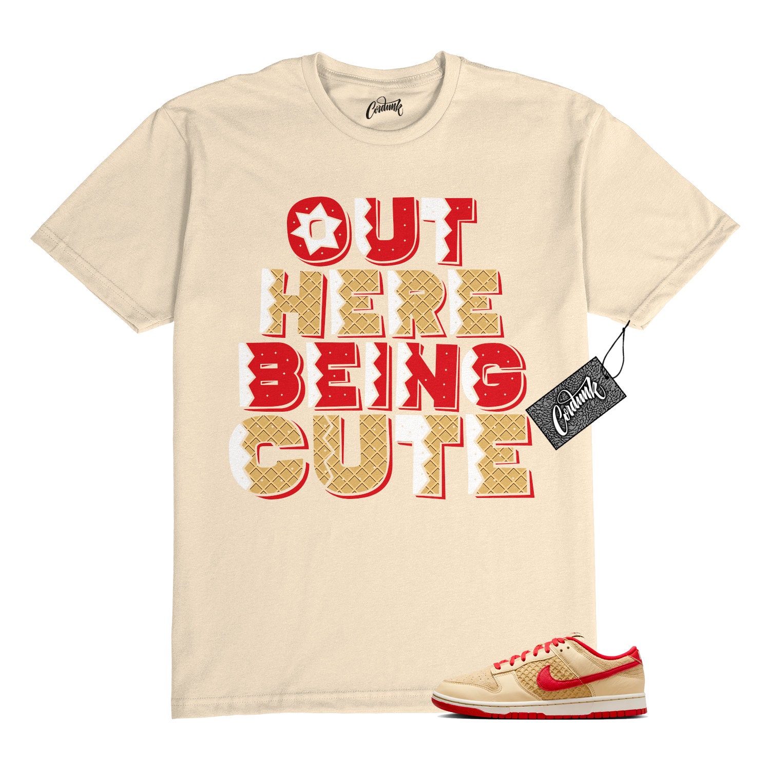 【KOOLOSET】Love Lettering Waffle Tee Kawaii Waffle With Heart