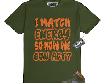 5 Olive Army Solar Orange Black Retro T Shirt to Match MATCH