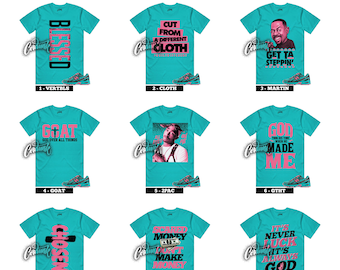 740 V2 Cyber Jade Black Pink South Beach Aqua Teal Sneaker T Shirt T Shirt to Match - 90+ Designs To Choose From!