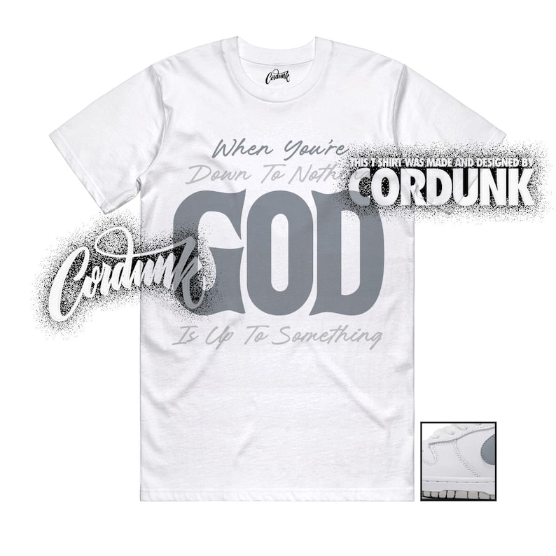 SB Dunk Low 94 White Metallic Silver Grey Fog T Shirt Match UTS image 1