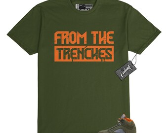 5 Olive Army Solar Orange Black Retro T Shirt to Match FTT