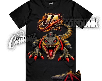 Ja 3 Raptor Negro Antracita Rojo Carmesí Amarillo Ocre Dorado Camiseta a juego DINO3
