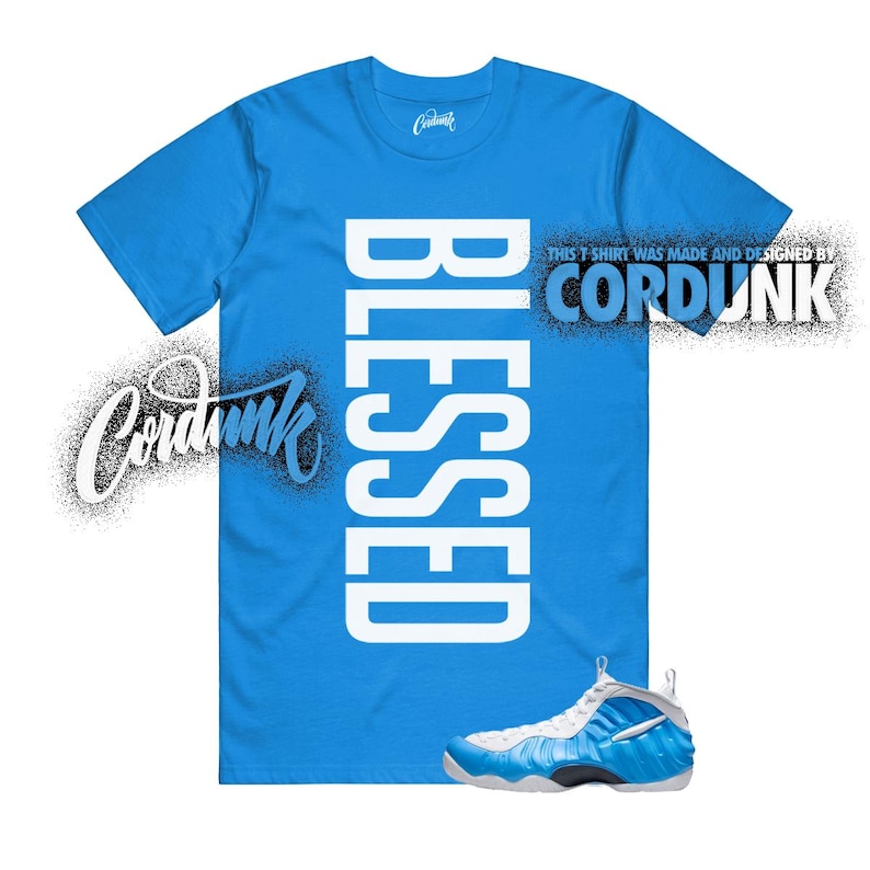 Camiseta Air Foamposite Pro University Blue UNC Melo 2026 Match VERTBLS imagen 1