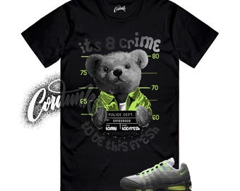 Air Max 95 Big Bubble Neon Black Yellow Cool Grey 2025 T Shirt Match CRIME