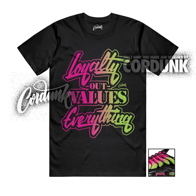 Air Max Plus Black Hyper Pink Volt Rush T Shirt Match LYLTY image 1