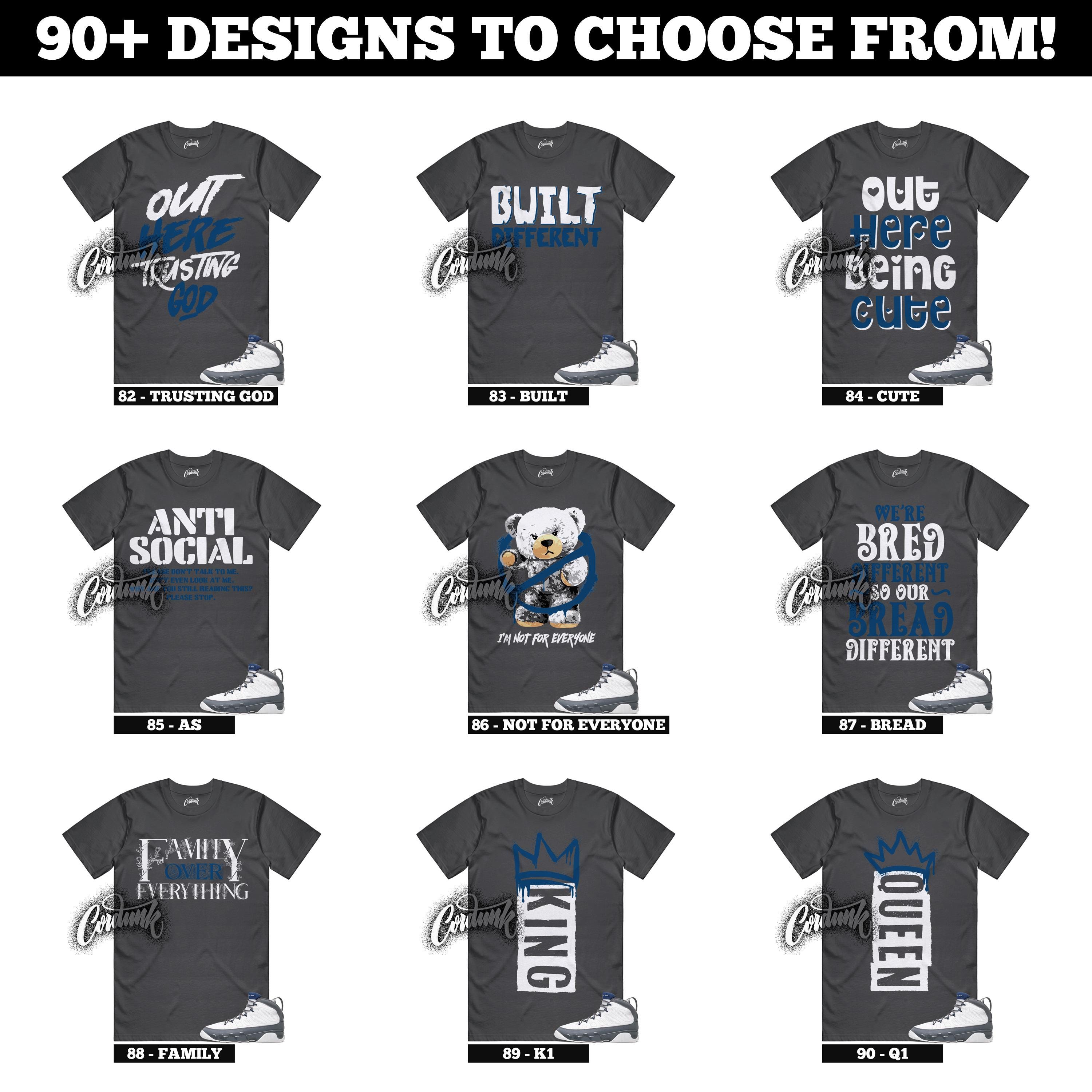 9 Flint Grey French Blue White Sneaker T Shirt to Match - 90+ 