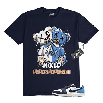 1 Obsidian UNC Navy White University Blue T Shirt Match MIXED