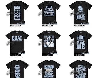 6 Rings Black White Cool Blue Ice Foamposite Psychic Huarache Sneaker T Shirt to Match - 90+ Designs To Choose From!