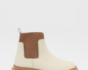 Agora platform chelsea boots in off white leather womens shoes