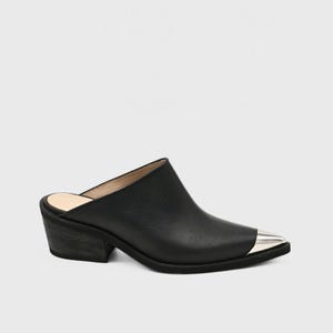 Isabelle western mules in black leather womens shoes