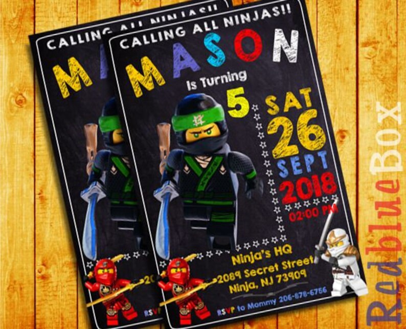 Lego Ninjago Zaproszenie Lego Ninjago Do Druku Lego Ninjago Etsy