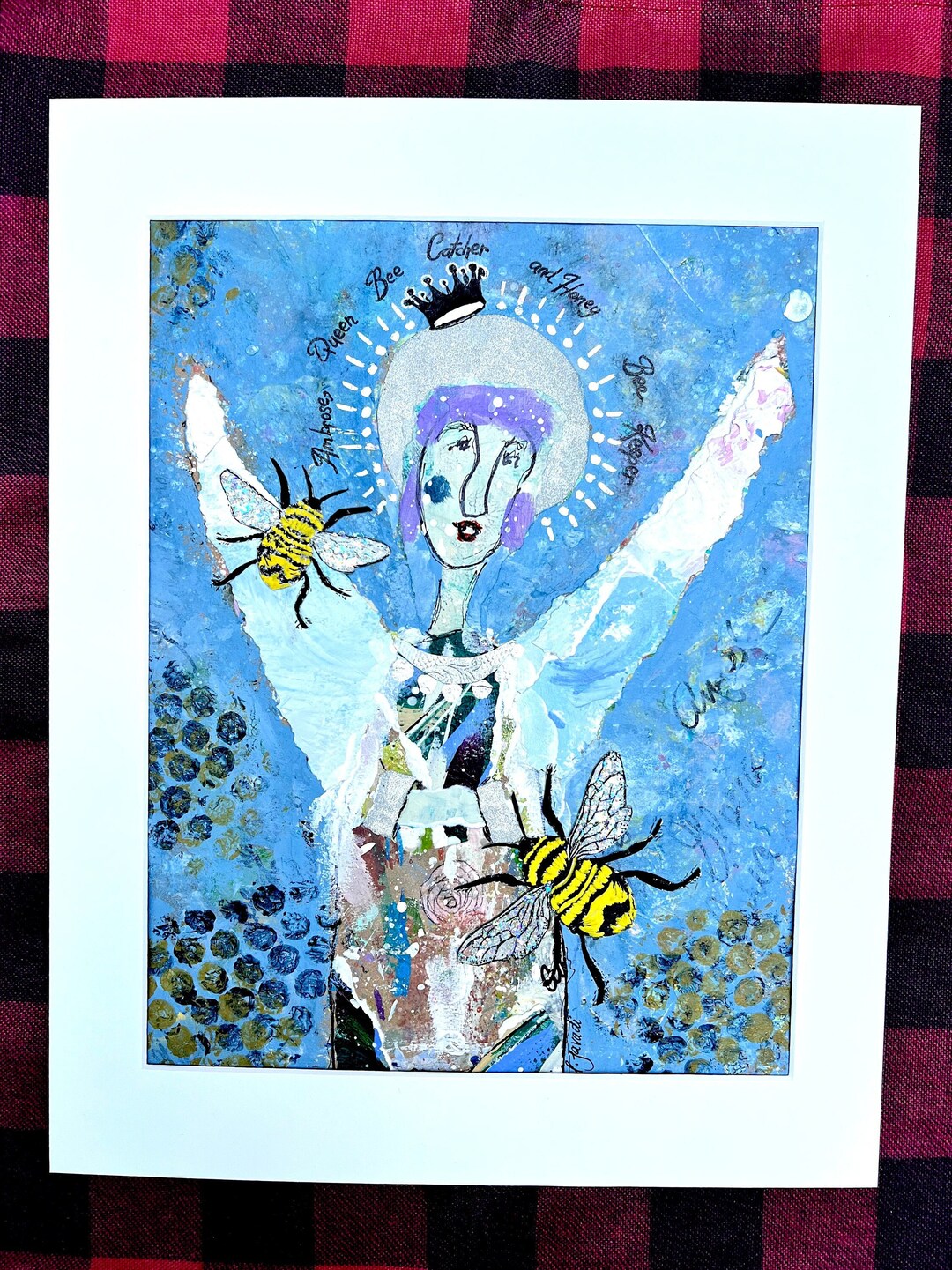 Ambrose 9x12 Acrylic and Collage Painting 11x14 Matted Etsy