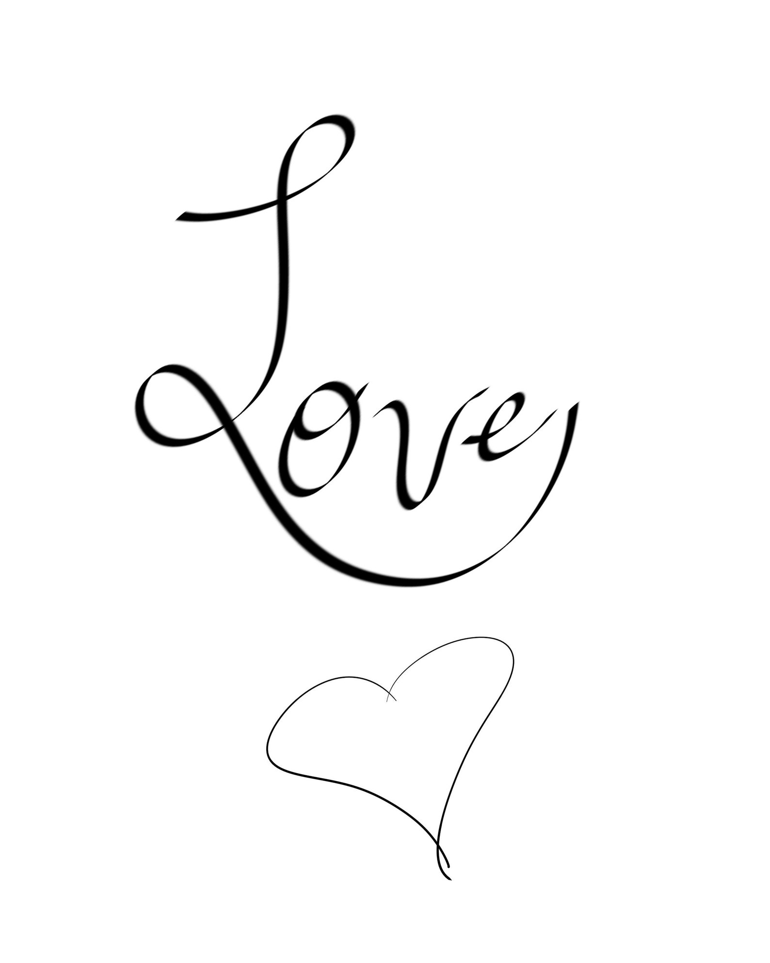 Love Script Heart Printable Quotes Digital Artwork Etsy