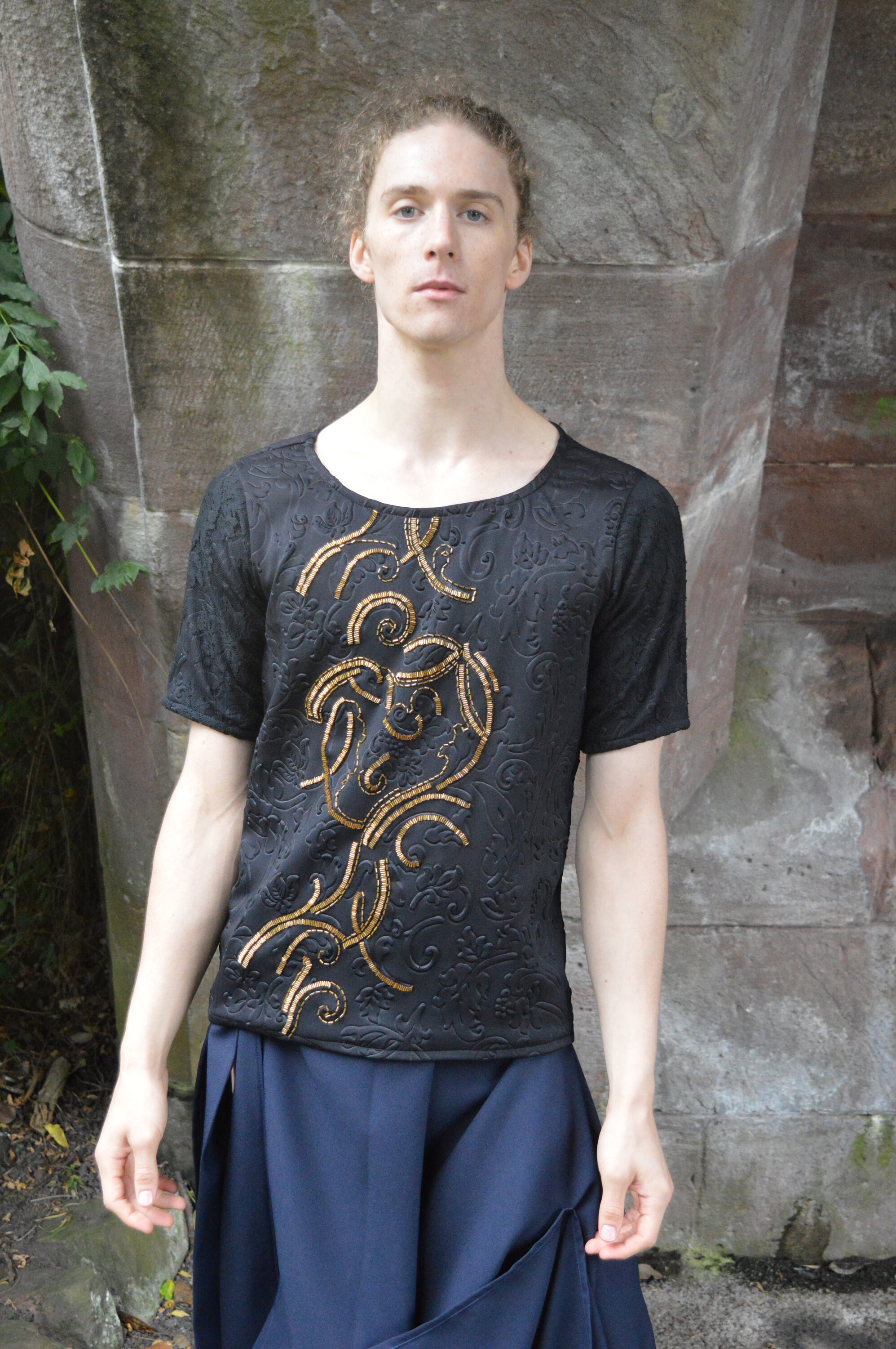 8088 Black Embellished T-Shirt