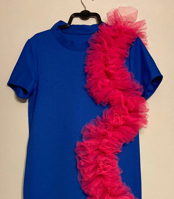 A Blue Longline T-shirt Dress With Hot Pink Tulle. Size S/M - Etsy