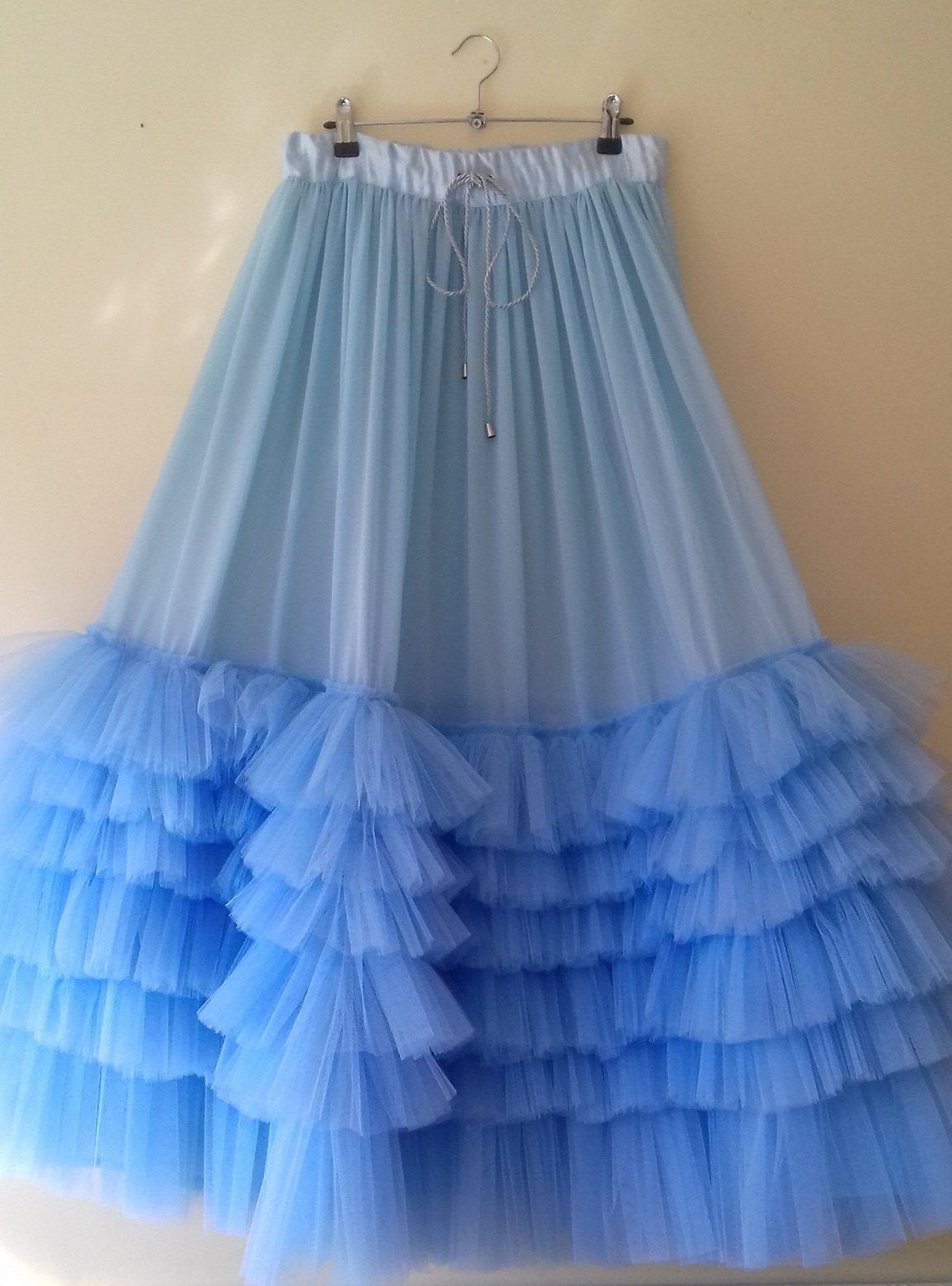 A Powder Blue Chiffon Skirt With Layers of Hand Gathered Etsy