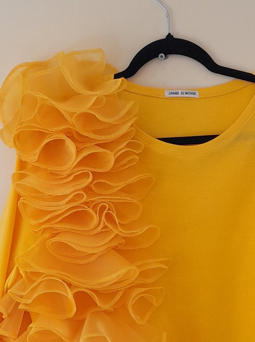 A Yellow Cotton T-shirt With Layers of Organza Ruffles, Size L - Etsy