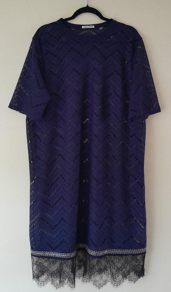 chinese dress ladies DRAPED COMBO T-SHIRT DRESS WITH LACE TRIM – BRUNI main image 1