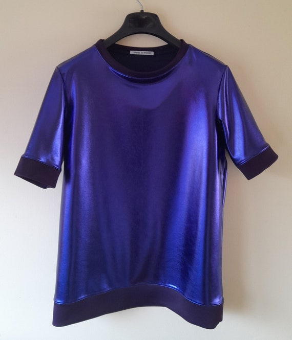 A Metallic Shiny Purple T shirt Size Small Etsy