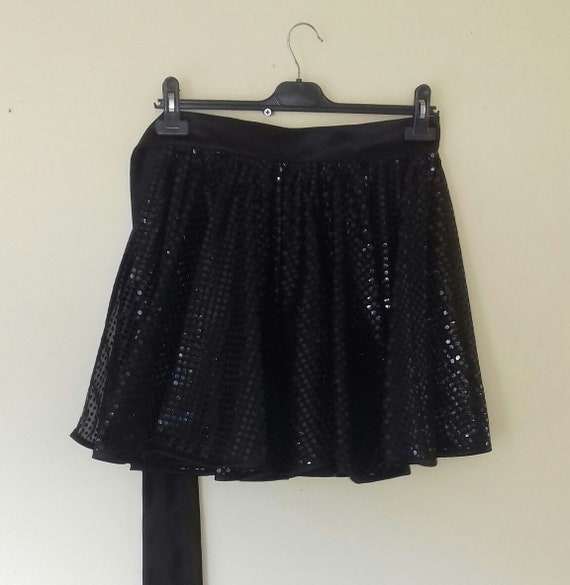 Black sequin flare skirt deals