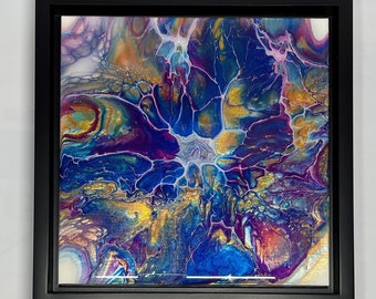 Float Framed Fluid Art Painting, Fluid Abstract Artwork, Fluid Pour, Paint Pouring, Liquid Pour Painting, Fluid Art, Acrylic Pour Art