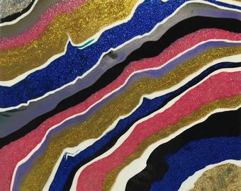 Abstract Art Geode Canvas Painting, Original Fluid Art Wall Decor, Statement Wall Art Work