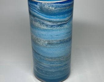 Fluid Art Glass Vase, Table Centerpiece, Table Decor, Blue Vase, Flower Vase, Cylinder Vase, Resin Art, Home Decor, Interior Design