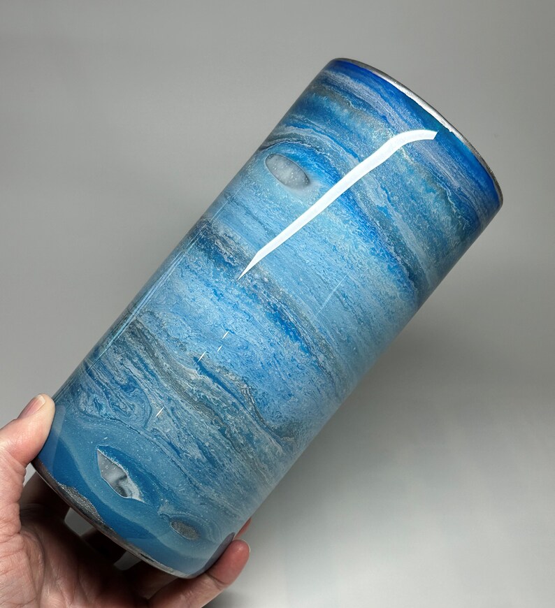 Fluid Art Glass Vase Table Centerpiece Table Decor Blue Etsy
