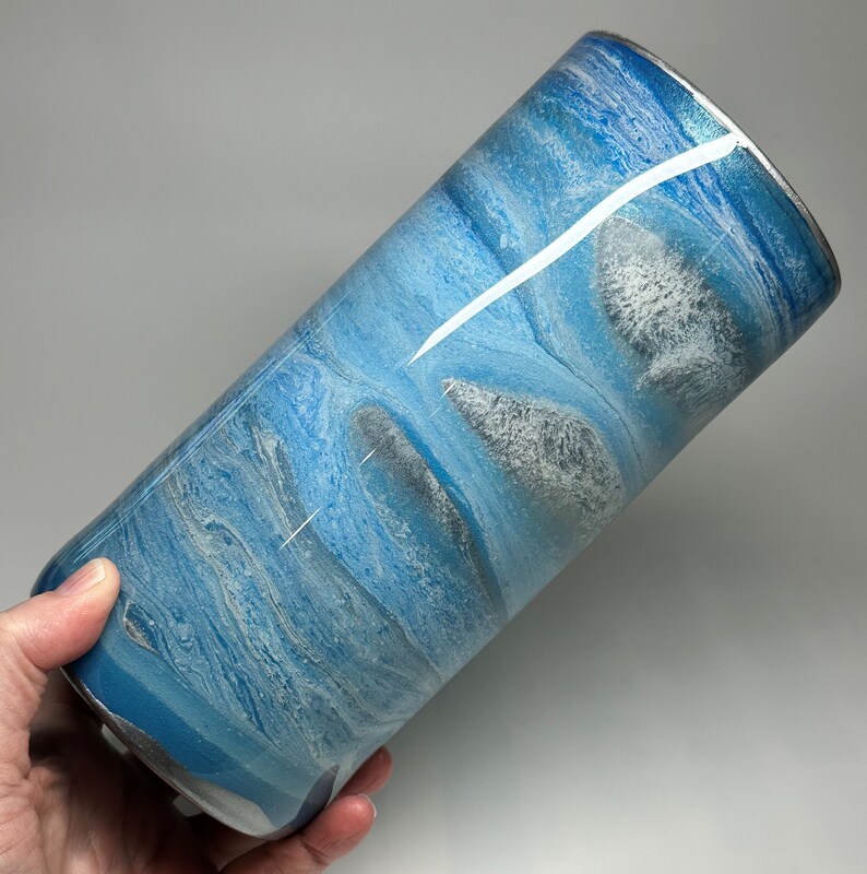 Fluid Art Glass Vase Table Centerpiece Table Decor Blue Etsy