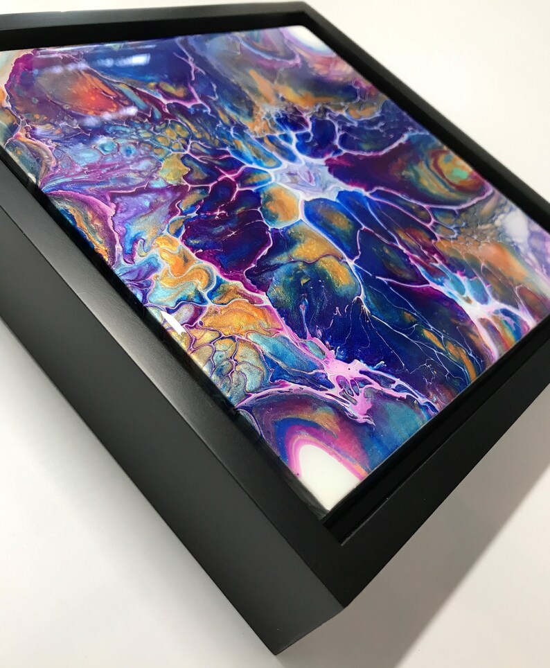 Float Framed Fluid Art Painting, Fluid Abstract Artwork, Fluid Pour, Paint Pouring, Liquid Pour Painting, Fluid Art, Acrylic Pour Art image 6