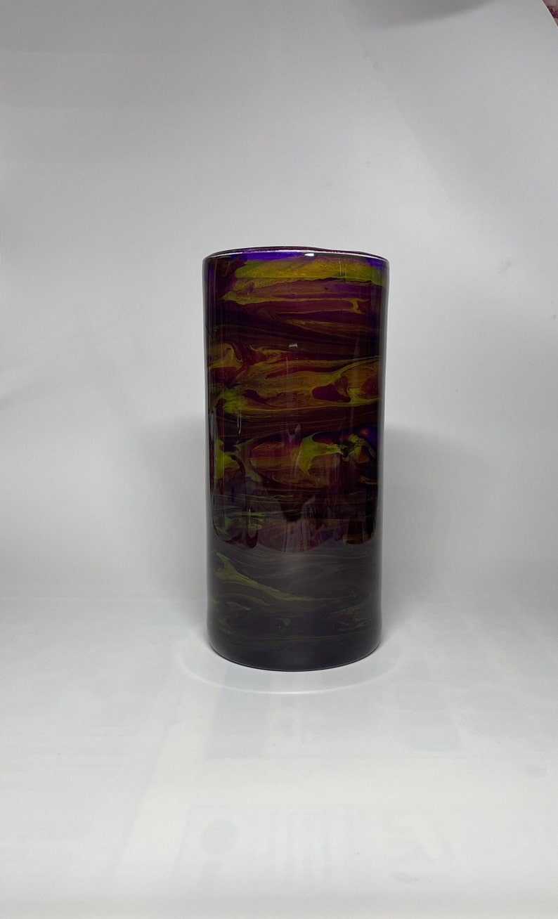 Fluid Art Glass Vase, Table Centerpiece, Table Decor, Handpainted, Handmade image 1