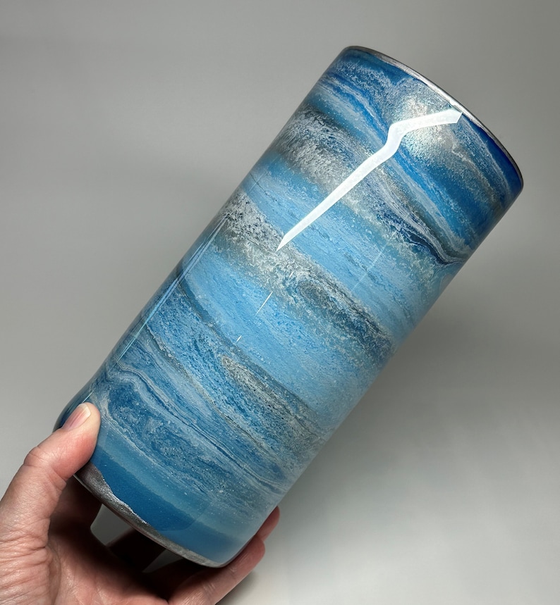 Fluid Art Glass Vase Table Centerpiece Table Decor Blue Etsy
