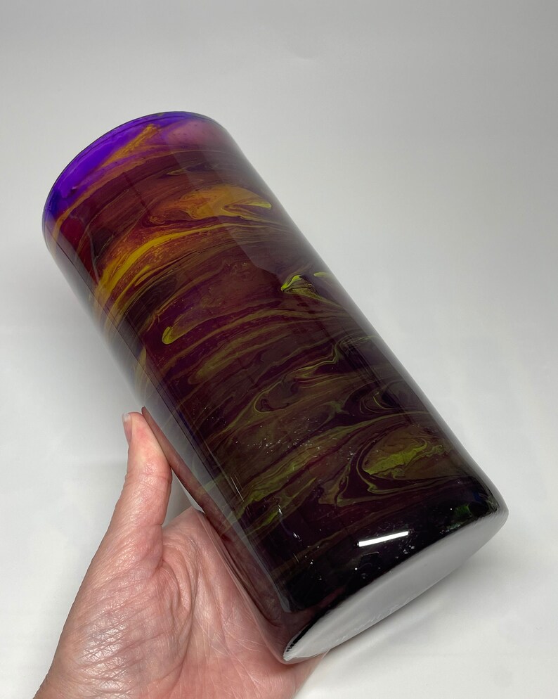 Fluid Art Glass Vase, Table Centerpiece, Table Decor, Handpainted, Handmade image 3
