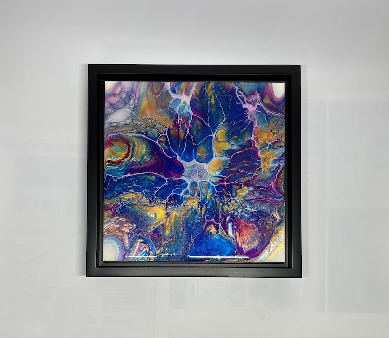 Float Framed Fluid Art Painting, Fluid Abstract Artwork, Fluid Pour, Paint Pouring, Liquid Pour Painting, Fluid Art, Acrylic Pour Art image 1