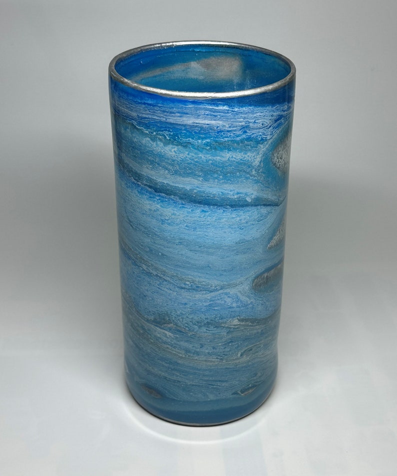 Fluid Art Glass Vase Table Centerpiece Table Decor Blue Etsy