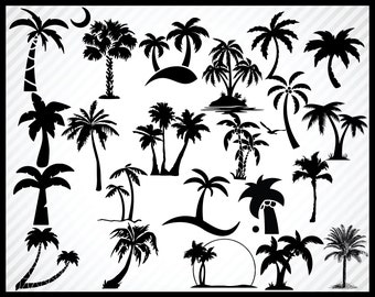 22 Palm Tree SVG, Cut Files Bundle, Clipart, Vector, Cutable, Printable, Transparent Background, Instant Download