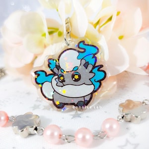 Shiny Hisuian Zorua Epoxy Acrylic Keychain Holographic Charm