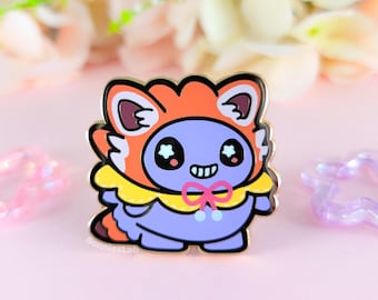 Red Panda Happy Ghost Enamel Pin