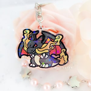 Shiny Charizard Epoxy Acrylic Keychain Holographic Charm