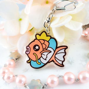 Magikarp on Floatie Epoxy Acrylic Keychain Charm