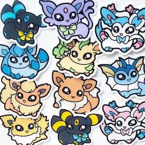 Chibi Eeveelutions Vinyl Stickers Waterproof & Laminated Vinyl Stickers