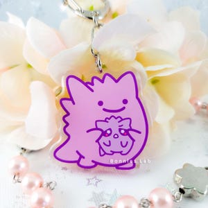 Ditto Holding Gengar Epoxy Acrylic Keychain Charm