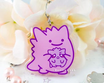 Ditto Holding Gengar Epóxi Acrílico Chaveiro Charm
