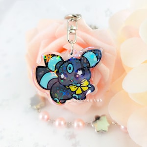 Shiny Umbreon Epoxy Acrylic Keychain Holographic Charm
