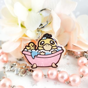 Scrub-a-Psyduck Epoxy Acrylic Keychain Charm