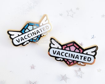 Winged Shield Vaccination Enamel Pins - Vaxxed | Vaccinated