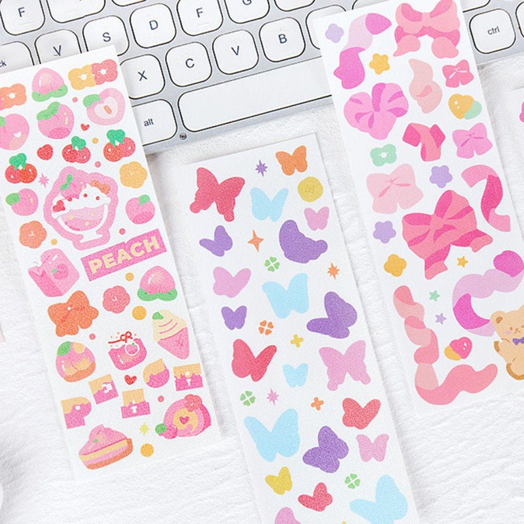 NEW || Cute Colorful Deco Clear Stickers Set | 8 styles. Scrapbooking…