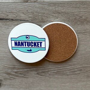 Nantucket COASTERS, Sandstone, Coastal, Beach, ACK, Preppy, Island, Customized, Set of 2, Set of 4, Gift