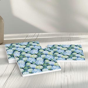 Hydrangea COASTERS, Sandstone,  Hardboard, Preppy, Watercolor, Customized, Set of 2, Set of 4, Gift